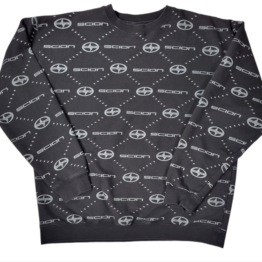 Toyota Scion Sweatshirt Mens L All Over Print Graphic Crewneck Car Petroliana. 
